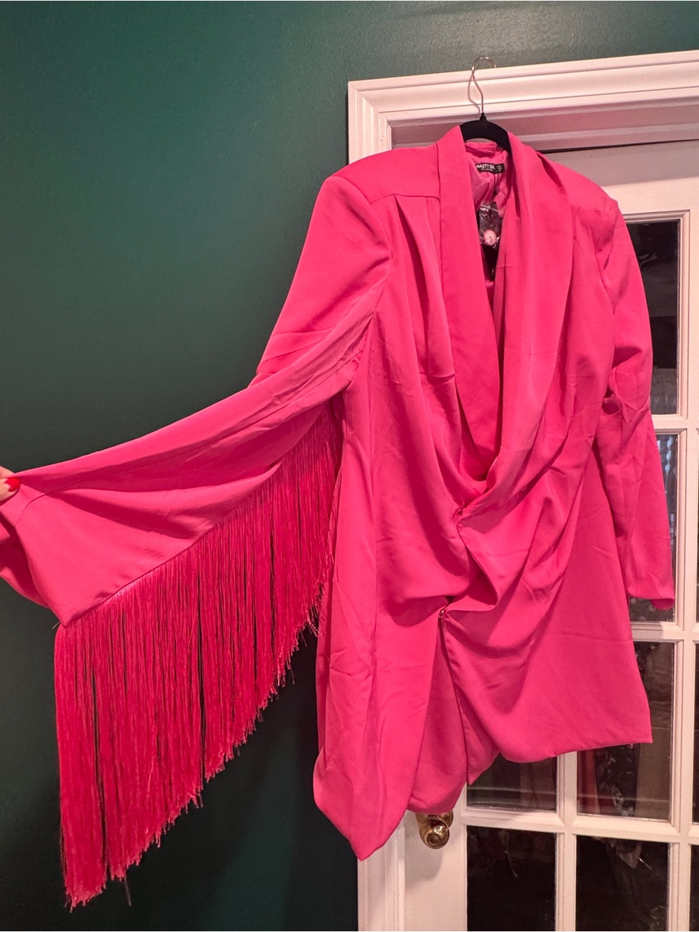 NASTY GAL PINK FRINGE BLAZER DRESS NWT